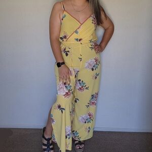 As U wish yellow floral Large jumpsuits size Large